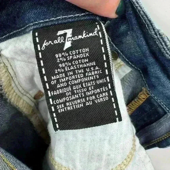 7 For All Mankind Women's Skinny Ankle Jeans Sz 28 Color Block Patch Distressed - Picture 7 of 7